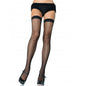 Medias de red negras de nylon de la marca LEG AVENUE HOSIERY, diseño elegante y transparente para ocasiones especiales.