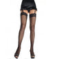 Leg Avenue small fishnet tights with lace trim, black hosiery, sheer net design, and delicate lace edging, wearable as fashion or costume.
