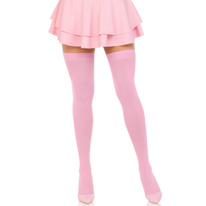 Medias de nylon rosa de LEG AVENUE HOSIERY, estilo elegante y suave, mostrando la textura y diseño del producto en la imagen.