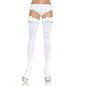 LEG AVENUE - WHITE OPAQUE TIGHTS WITH RUFFLE AND BOW TRIM