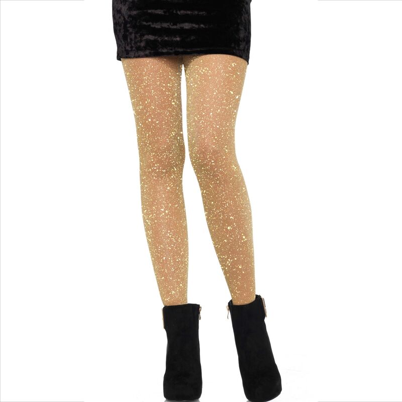 Medias transparentes doradas de la marca LEG AVENUE, estilo elegante y sedoso para vestir con glamour y sofisticación.