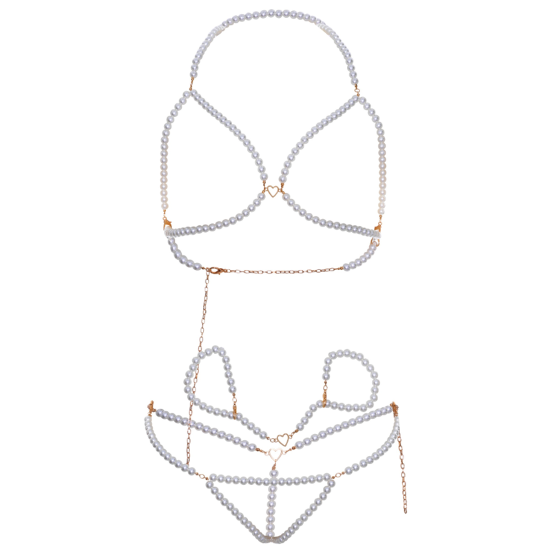 LEG AVENUE - SET SUBJECTADOR CANELLERES &amp; TANGA PERLA