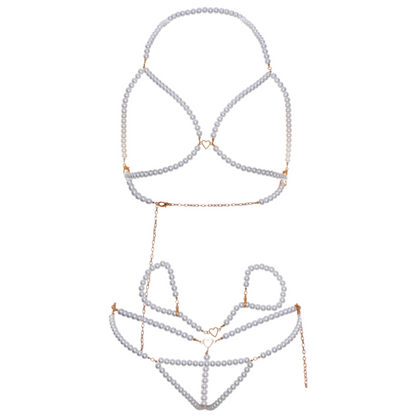 LEG AVENUE - SET SUBJECTADOR CANELLERES &amp; TANGA PERLA