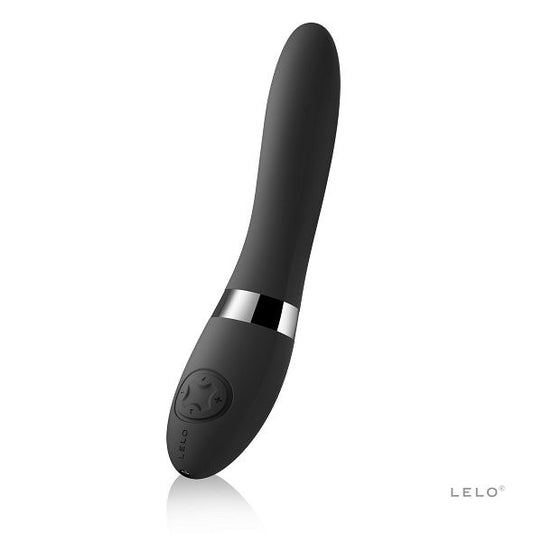 LELO ELISE 2 black vibrator, sleek design with ergonomic shape and soft silicone texture for a luxurious experience.