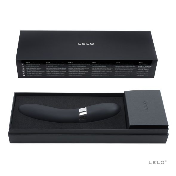 Black LELO ELISE 2 vibrator showcasing its sleek design and ergonomic shape for enhanced pleasure and comfort.