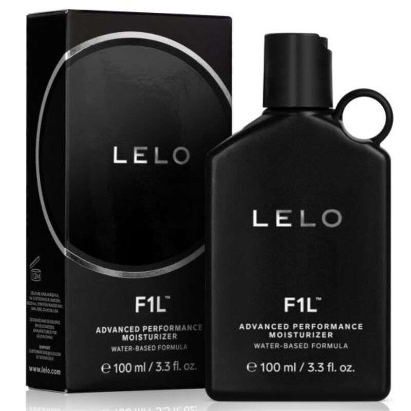 Lubricante hidratante LELO F1L Advanced en botella de 100 ml, con envase transparente y etiqueta negra.