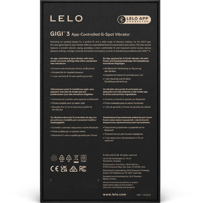 Vibrador punto G LELO GIGI™ 3 de color violeta, con diseño ergonómico para estimulación precisa y placentera.