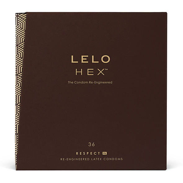 Paquete de 36 preservativos LELO HEX RESPECT XL, protección confiable y diseño innovador de la marca LELO.