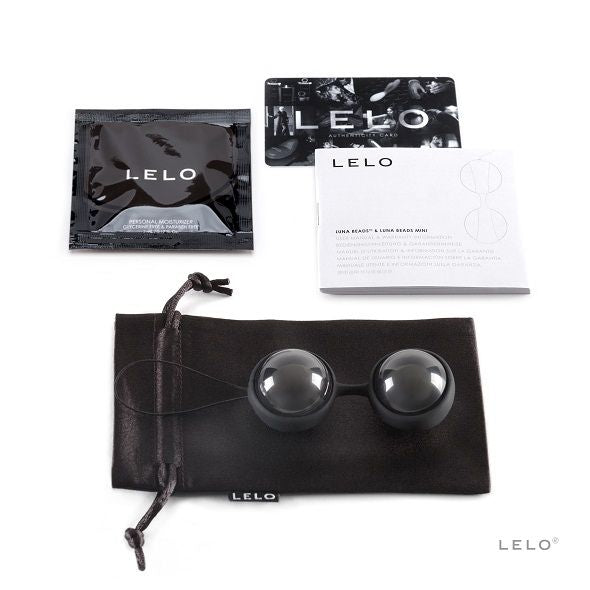 LELO Luna Beads Noir Kegel balls in sleek black, featuring a smooth design for pelvic floor exercise and pleasure.