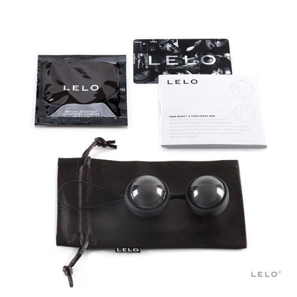 LELO Luna Beads Noir Kegel balls in sleek black, featuring a smooth design for pelvic floor exercise and pleasure.