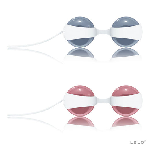 LELO LUNA BOLAS KEGEL in soft colors, showcasing the ergonomic design for pelvic floor strengthening exercises.