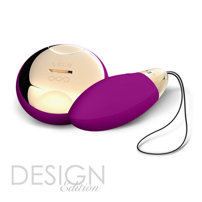 LELO Lyla 2 Insignia Design Edition purple massage egg on a soft surface, showcasing its elegant shape and textured design.