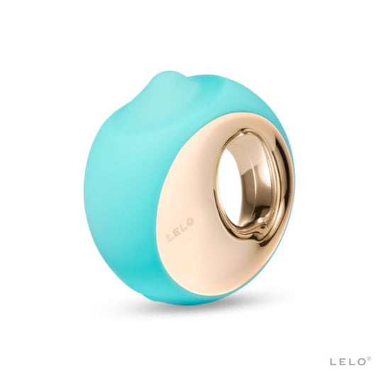 Estimulador de sexo oral LELO ORA 3 en color verde agua, con diseño ergonómico y superficie suave para placer.