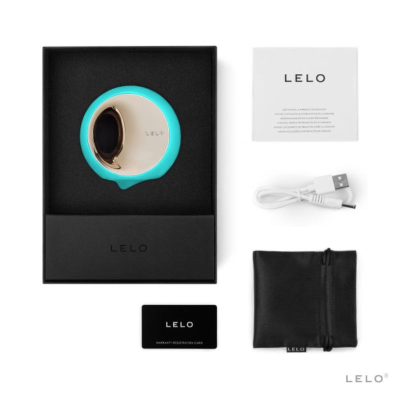 Estimulador LELO ORA 3 para sexo oral en color verde agua, con diseño ergonómico y superficie texturizada para placer.