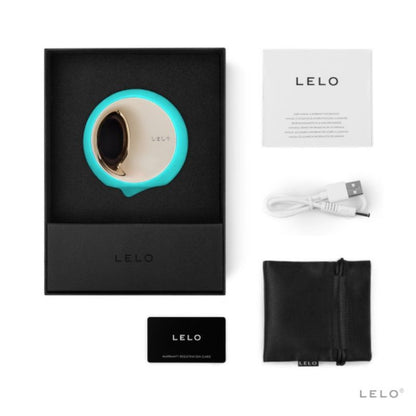 Estimulador LELO ORA 3 para sexo oral en color verde agua, con diseño ergonómico y superficie texturizada para placer.