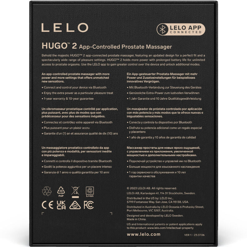 Masajeador de próstata LELO Hugo 2 en color verde, con diseño ergonómico y superficie suave para uso íntimo.