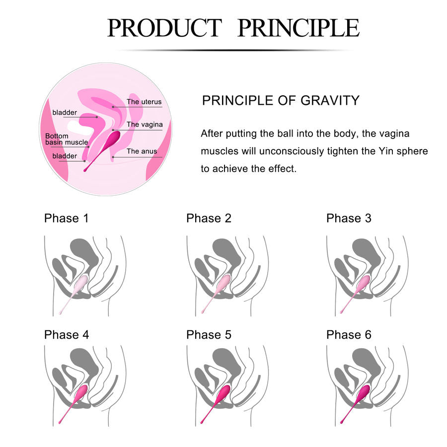 Pelota de entrenamiento Kegel Fit de Leslie, 6 pesos, diseñada para fortalecer el suelo pélvico, en color rosa con detalles blancos.