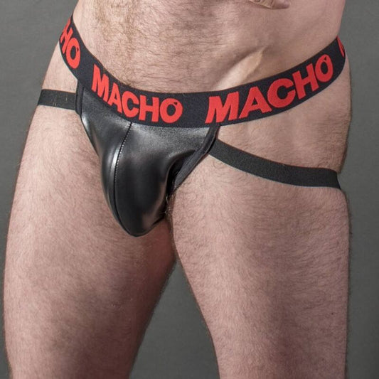 MACHO MX25RC red leather jockstrap, featuring a stylish design and comfortable fit for men.