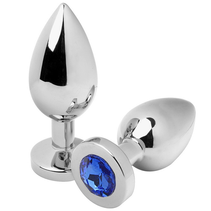 Small blue diamond anal plug by Metal Hard, measuring 5.71 cm, showcasing its sleek metal design and shiny finish.