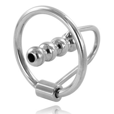 Metal Hard urethral plug with 28mm glans ring, showcasing sleek metal design and smooth finish.