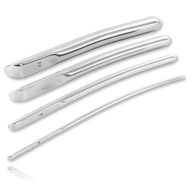 Metal Hard 8mm urethral dilator made of stainless steel, showcasing a smooth, polished surface and ergonomic design.
