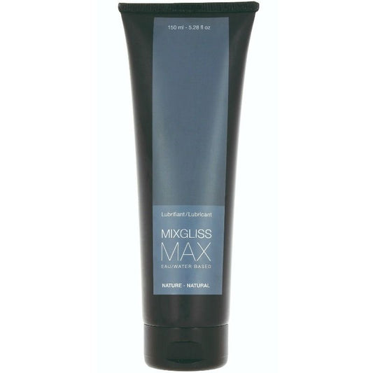 Lubricante base agua MIXGLISS MAX con botella de 150 ml, ideal para mayor lubricación y confort.