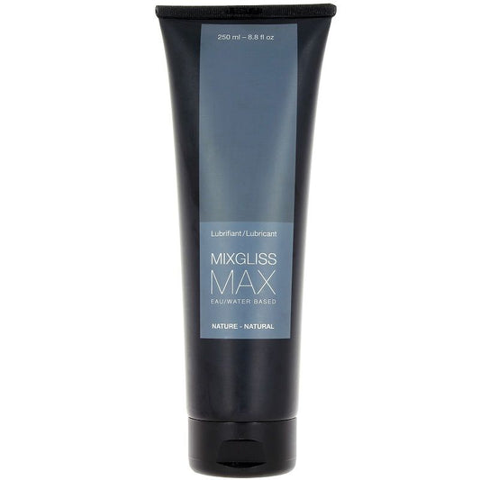 MIXGLISS MAX anal dilating lubricant in a 250ml bottle, featuring a sleek design and easy-to-use pump dispenser.