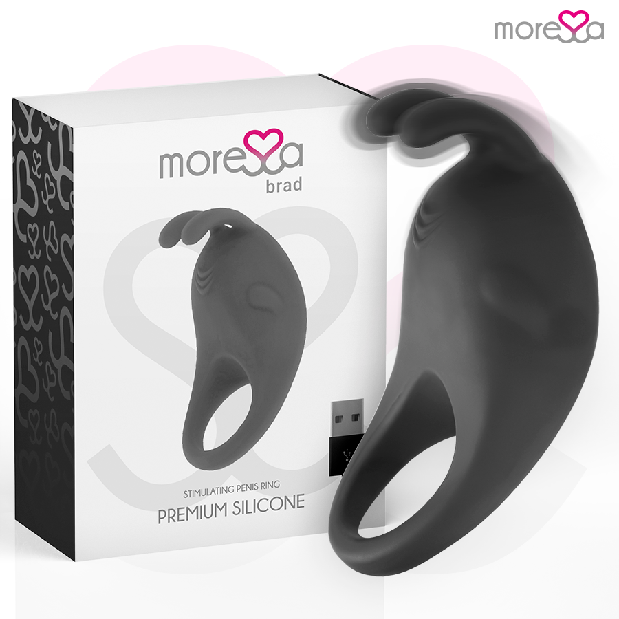 MORESSA Brad premium silicone rechargeable in black, showcasing sleek design and smooth texture.
