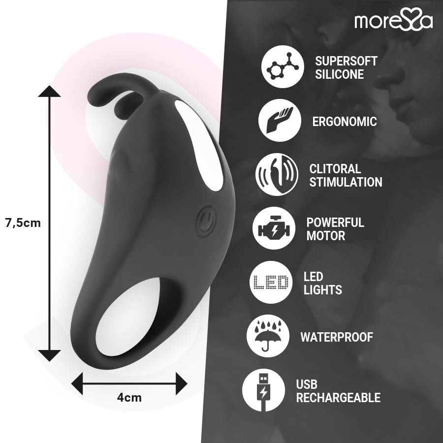 Moressa Brad premium black rechargeable silicone product with smooth texture and ergonomic design.