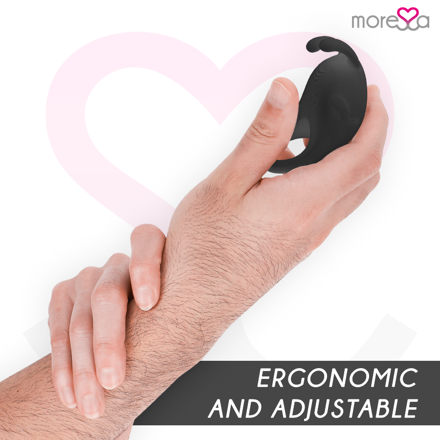 MORESSA Brad premium black silicone rechargeable device with sleek design and user-friendly controls.