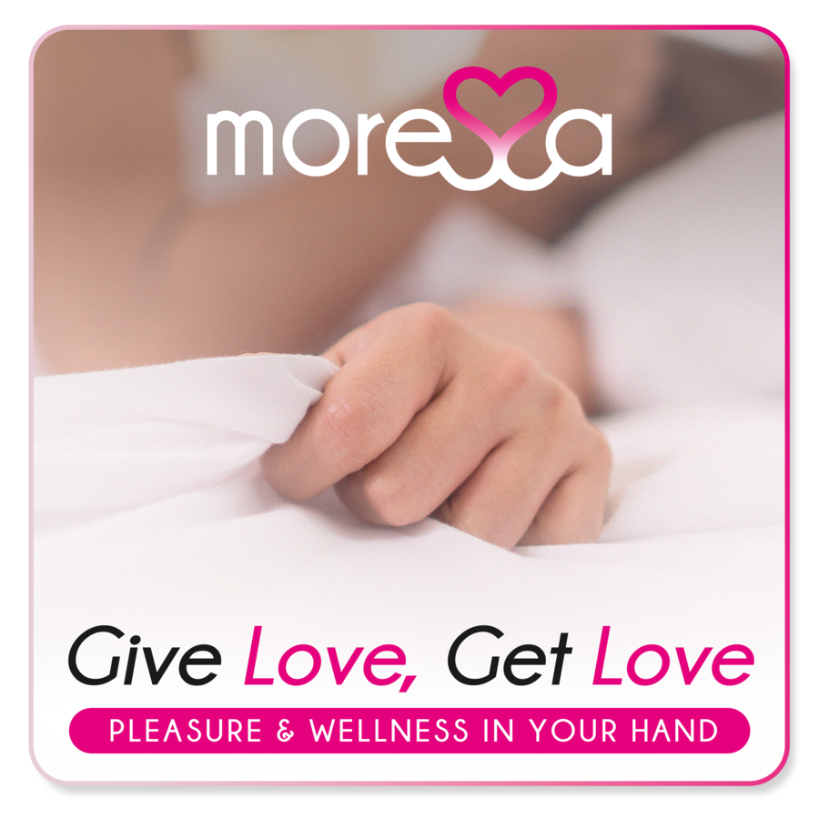 MORESSA Brad Premium silicone rechargeable in black, showcasing sleek design and texture in a modern setting.
