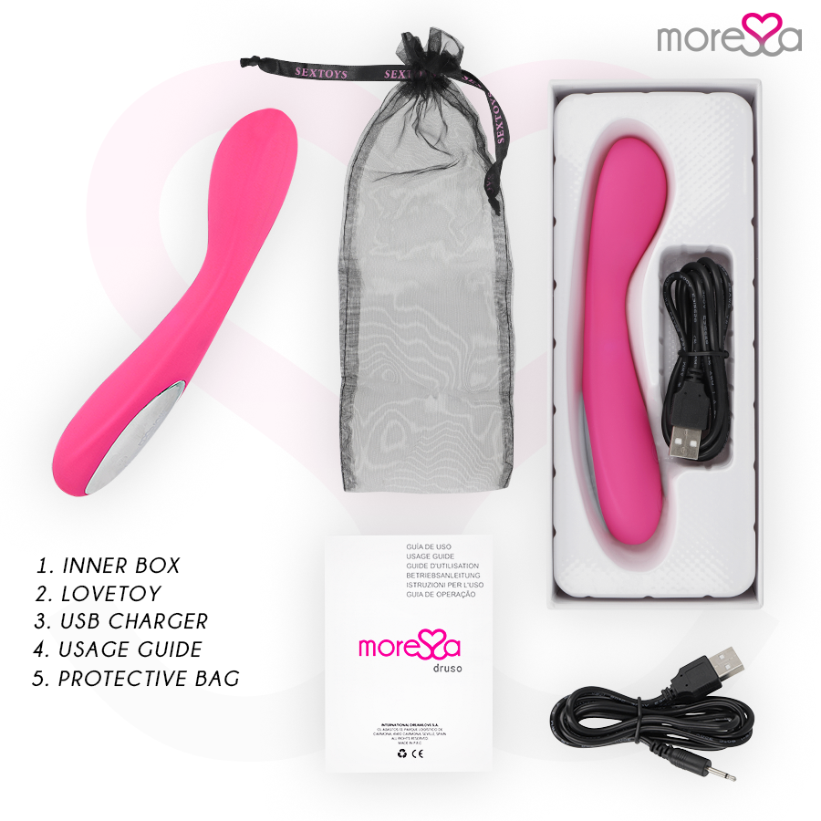 Masajeador duo de masaje G y suero pélvico MORESSA, recargable, de silicona premium, diseño ergonómico y suave.