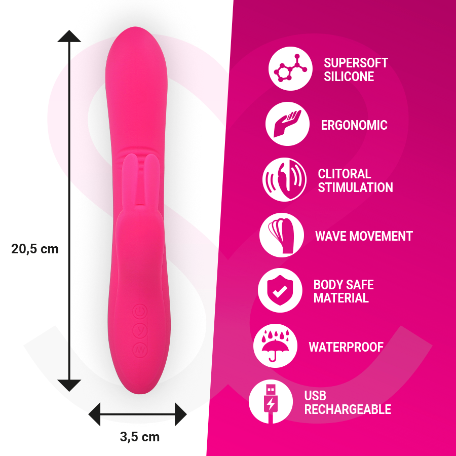 MORESSA Ethan wave effect vibrator with powerful vibrations, premium silicone, rechargeable design, shown in sleek black color.