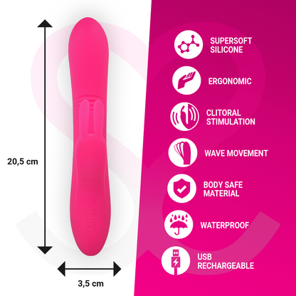 MORESSA Ethan wave effect vibrator with powerful vibrations, premium silicone, rechargeable design, shown in sleek black color.