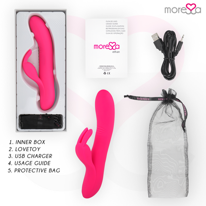 MORESSA Ethan wave effect vibrator with powerful vibrations, premium silicone, rechargeable design, shown in close-up.
