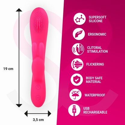 Vibrador recargable MORESSA GINO TICKLING vaginal de silicona premium, diseño ergonómico y suaves detalles para placer íntimo.