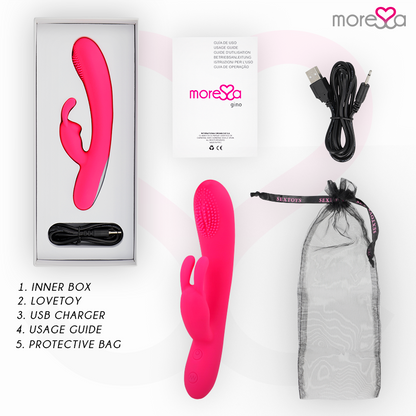 Dispositivo vibrador recargable MORESSA GINO de silicona premium, diseñado para estimulación vaginal con control inteligente.