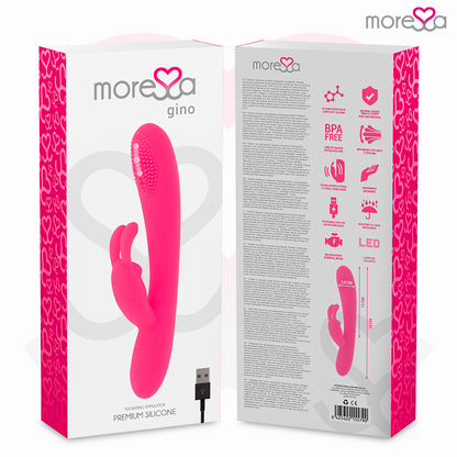 Vagina de silicona premium recargable MORESSA GINO TICKLING, diseño realista y suave para placer personal.