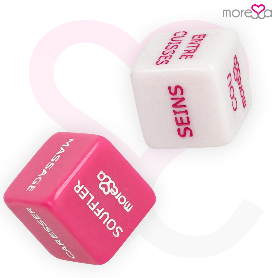 Dados eróticos franceses de la marca MORESSA, con detalles visibles en el juego y diseño en la imagen