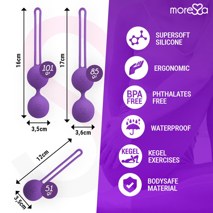 MORESSA - OSIAN SET Osian One; 51 Gr / Osian Two; 101 Gr / Osian Three 85 gr PREMIUM SILICONA LILA