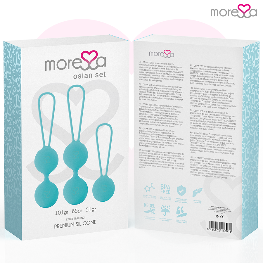 MORESSA - OSIAN SET Osian One; 51 Gr / Osian Two; 101 Gr / Osian Three 85 gr PREMIUM SILICONA TURQUESA