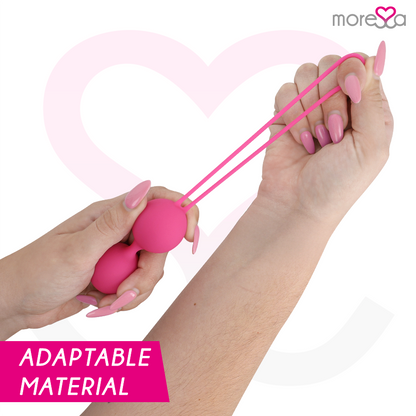 MORESSA Osian Two pelvic floor training device in pink premium silicone, 101g for pelvic health exercises.