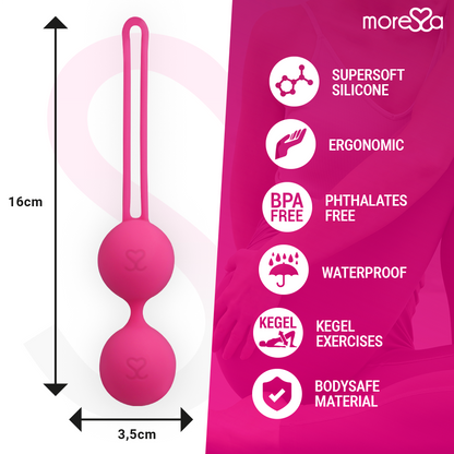 MORESSA Osian Two pelvic floor training device in pink premium silicone, 101g, designed for pelvic muscle strengthening.