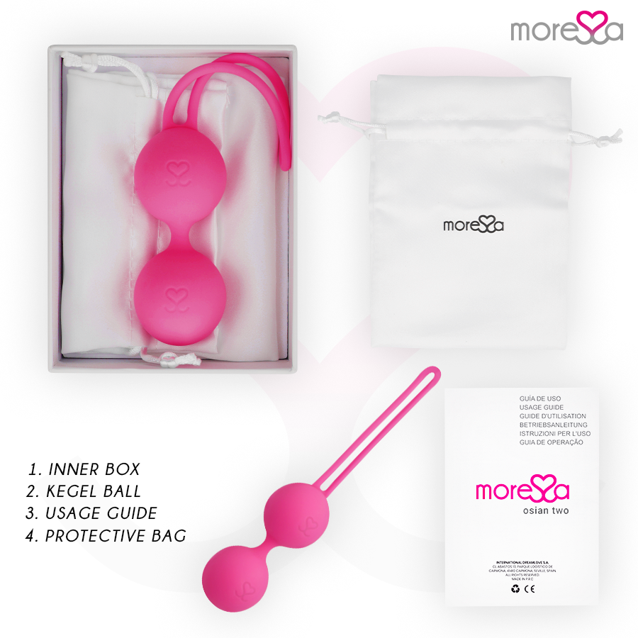 MORESSA Osian Two pelvic floor training device in pink silicone, 101g, designed for pelvic health exercises.