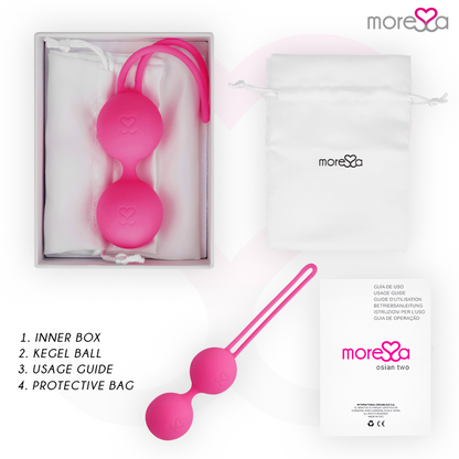 MORESSA Osian Two pelvic floor training device in pink silicone, 101g, designed for pelvic health exercises.