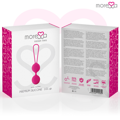 MORESSA Osian Two pelvic floor training device in pink premium silicone, 101g for pelvic muscle strengthening exercise.