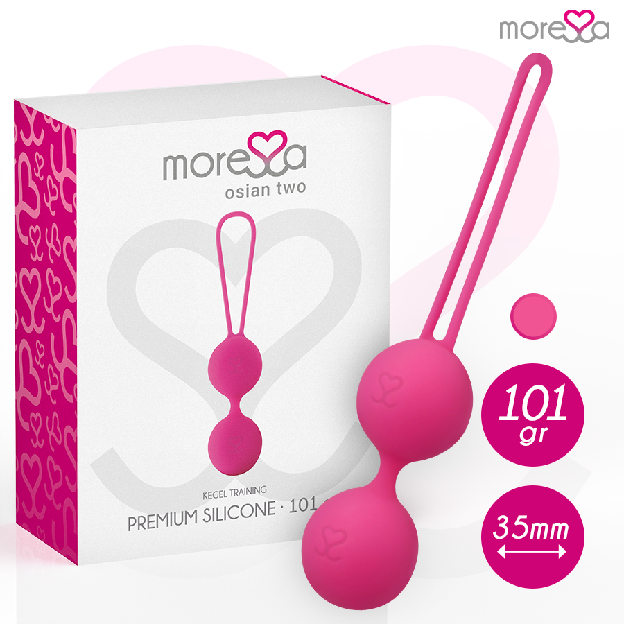 MORESSA Osian Two pelvic floor training device in pink premium silicone, designed for pelvic health exercises.
