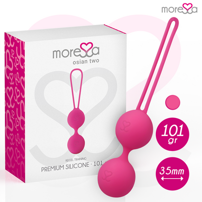 MORESSA Osian Two pelvic floor training device in pink premium silicone, designed for pelvic health exercises.