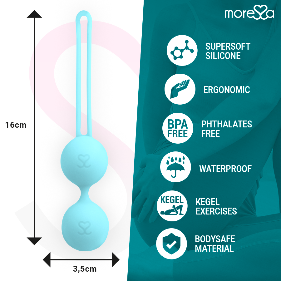 MORESSA - OSIAN TWO PELVIC FLOOR TRAINING 101g PREMIUM SILICONE TURQUOISE