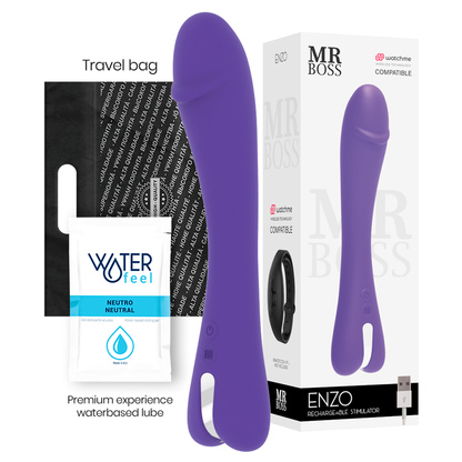 Vibrador MR BOSS Enzo compatible con tecnología inalámbrica WatchMe, diseño elegante y compacto para uso íntimo.